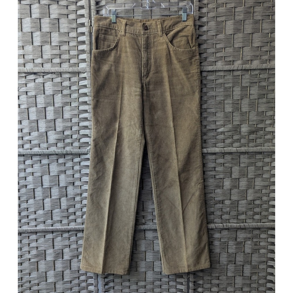 Vtg Corduroy Pants Tan Straight Leg High Rise Sz 32x32 70s Boho Indie Retro